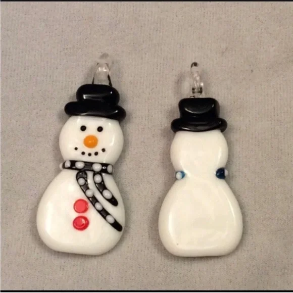 UNBRANDED CHRISTMAS Lampwork BEAD Winter SNOWMAN PENDANT Necklace - Picture 3 of 8